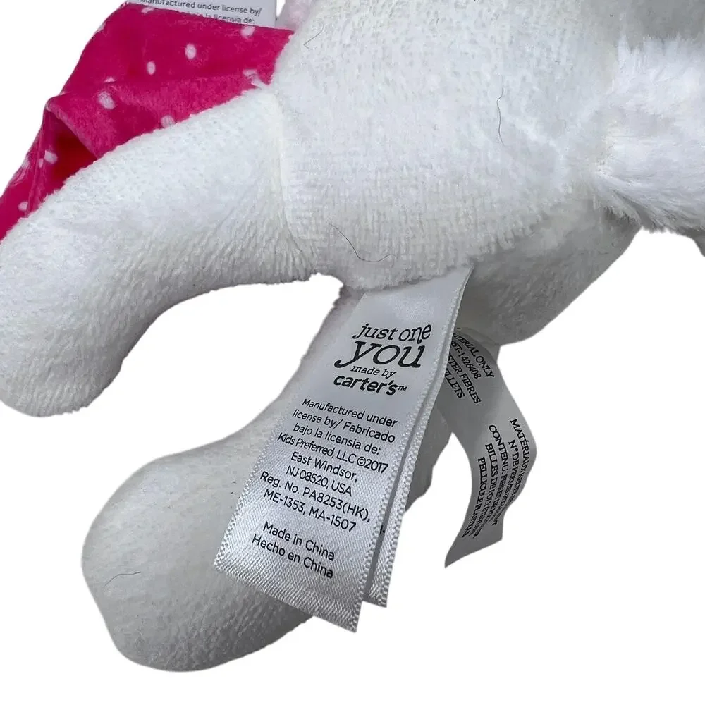 Carters Just One You White‎ Plush Bunny Holding Pink Security Blanket NWT